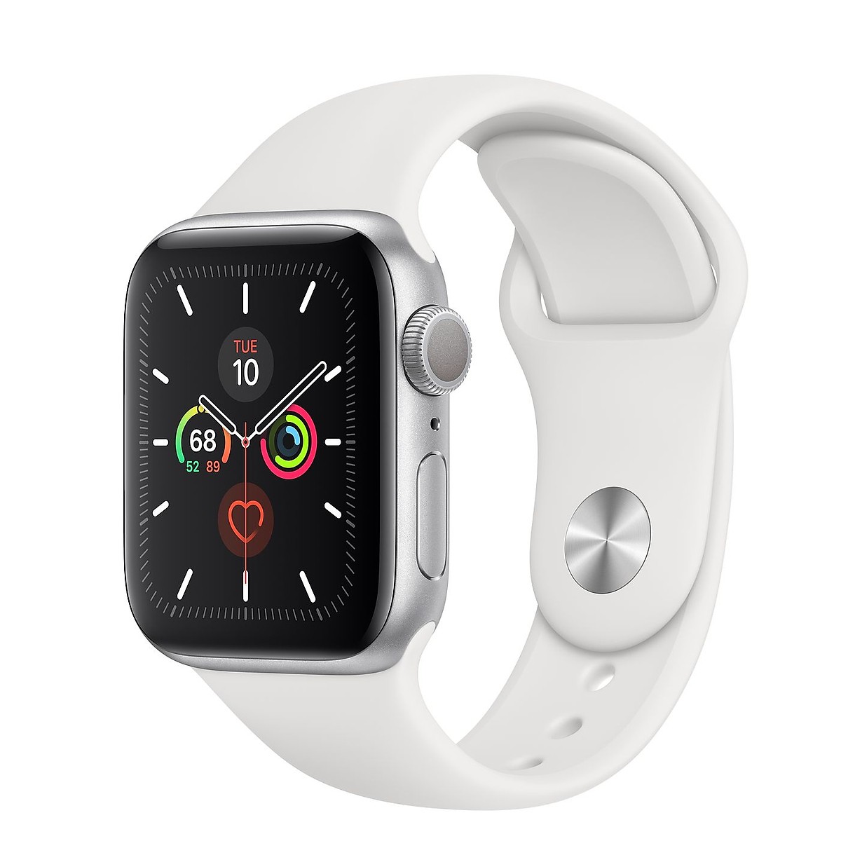 Apple Watch S5 GPS Silver Aluminum Case with White Sport Band -Size 40mm - Hàng Usa
