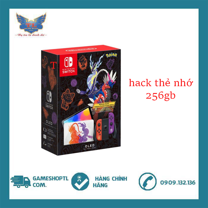 Máy Nintendo Switch Oled Pokemon Scarlet&Violet Hack Kèm Thẻ Nhớ 256GB - Hack Chip HFWFLY V6 