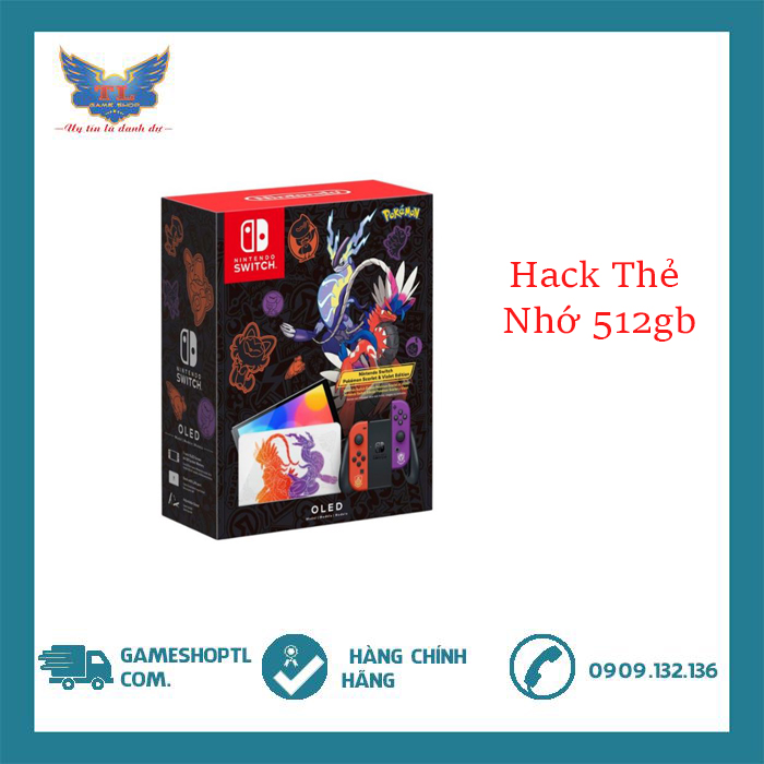 Máy Nintendo Switch Oled Pokemon Scarlet&Violet Hack Kèm Thẻ Nhớ 512GB - Hack Chip HFWFLY V6 
