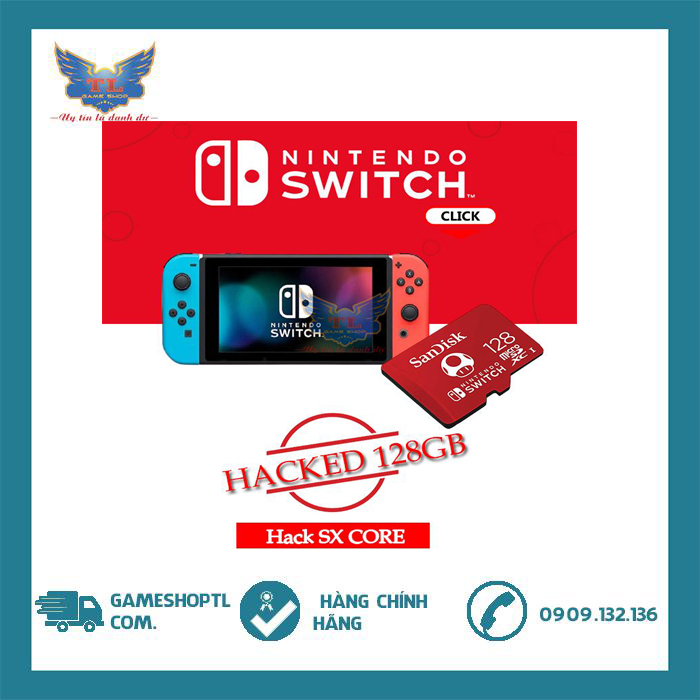 Máy Game Nintendo Switch Với Neon Blue Và Red Joy‑Con - Hack SX CORE + Thẻ Nhớ 128gb 